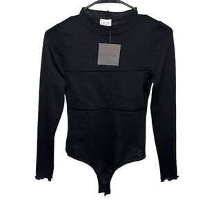 Long Sleeve Solid Black Bodysuit